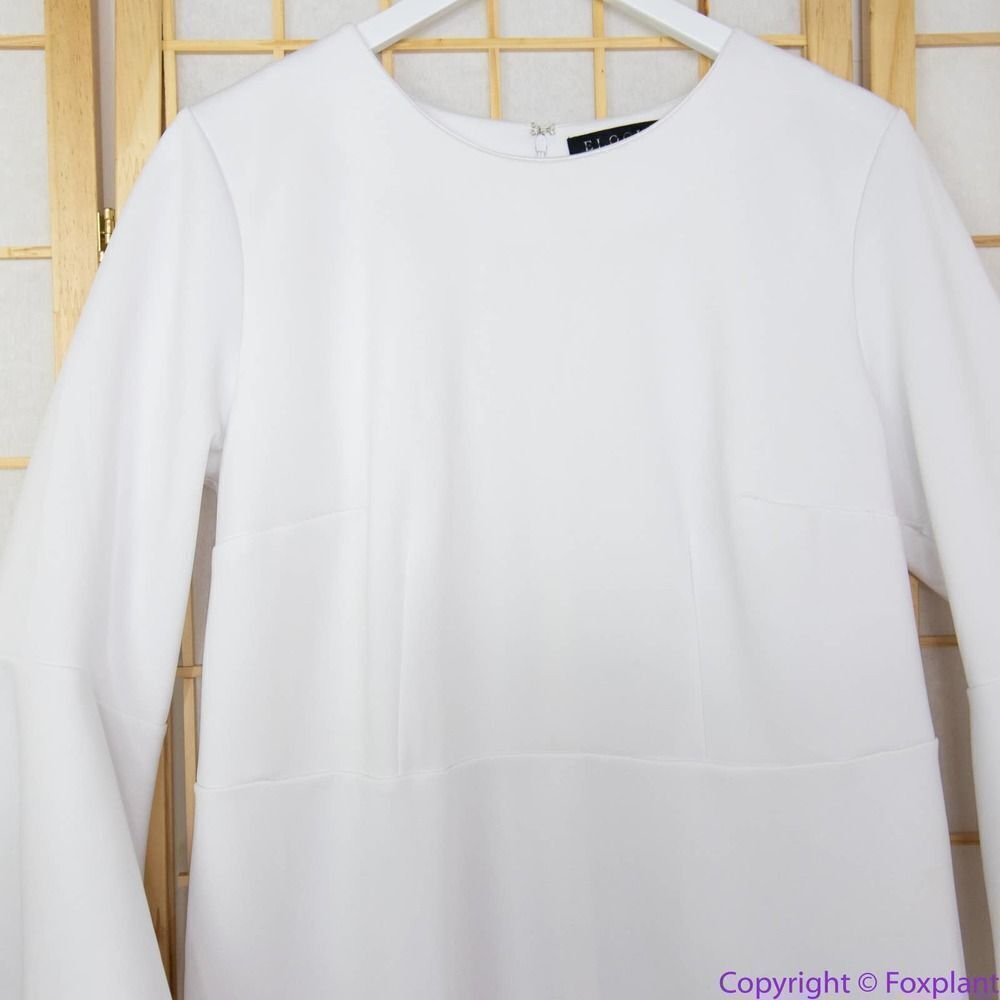 Eloquii White Midi Dress with Flared Sleeves - Picture 4 of 15